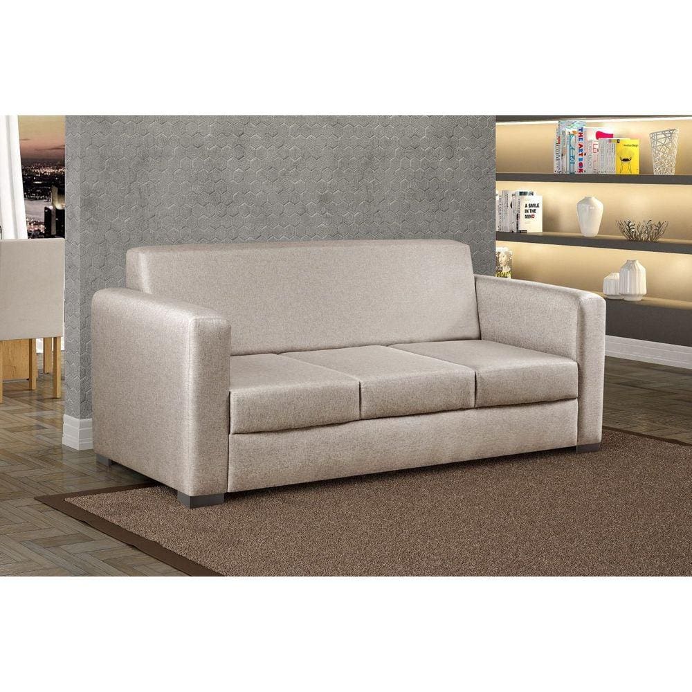 Sofá para Sala de Estar 3 Lugares 200cm Basic Bege