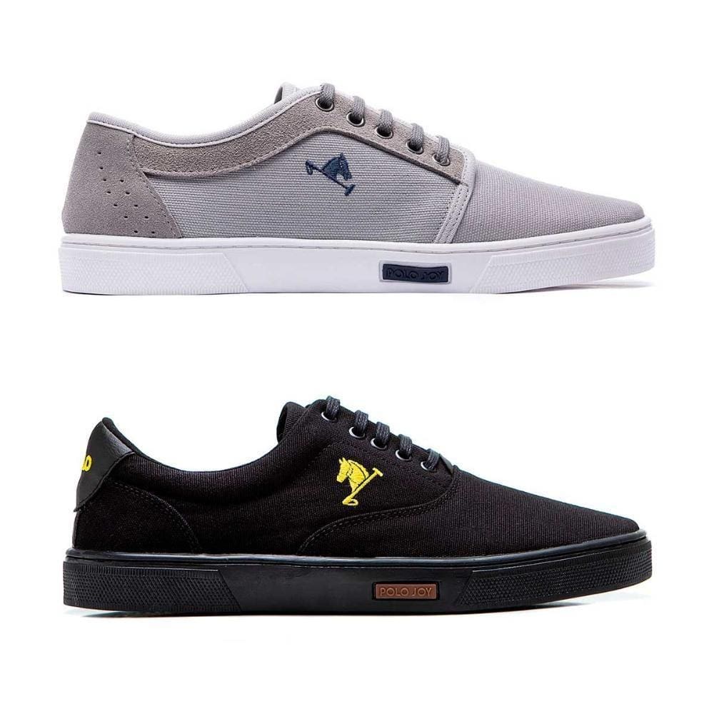 Tênis Masculino PoloJoy Casual Em Lona Solado Reto Kit 2