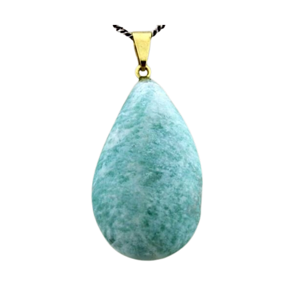 Colar Gota Amazonita Verde Pedra Natural Montagem Dourado