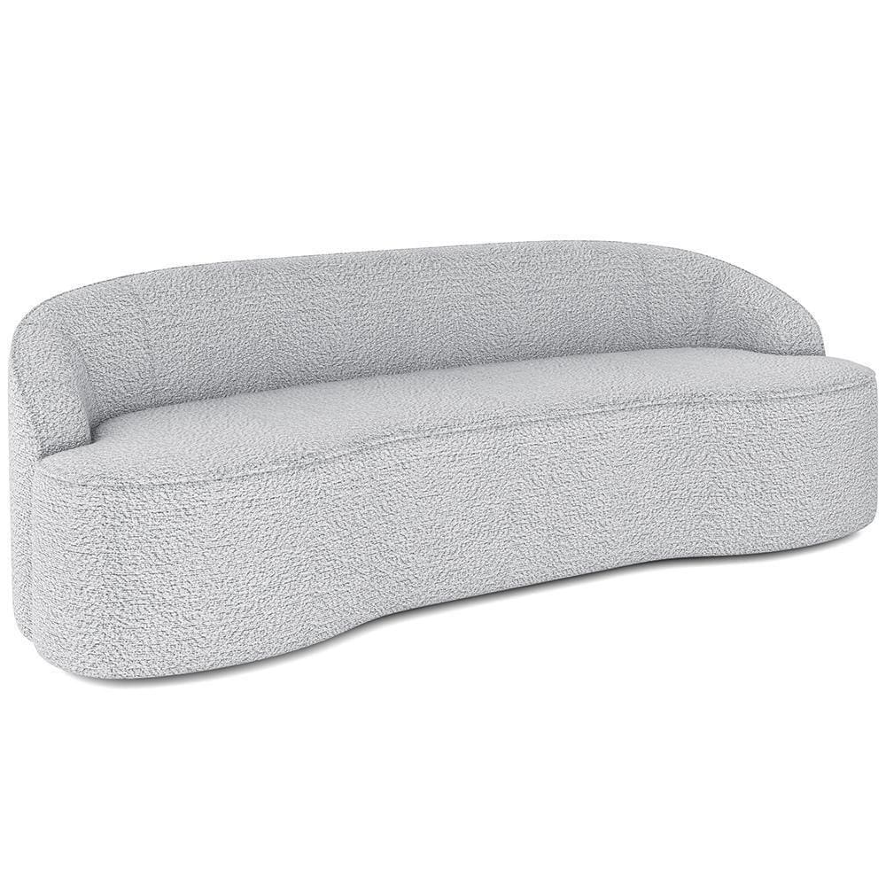 Sofá 3 Lugares Curvo Sala De Estar Living Lótus D02 Bouclê Cinza 210 Cm B-56