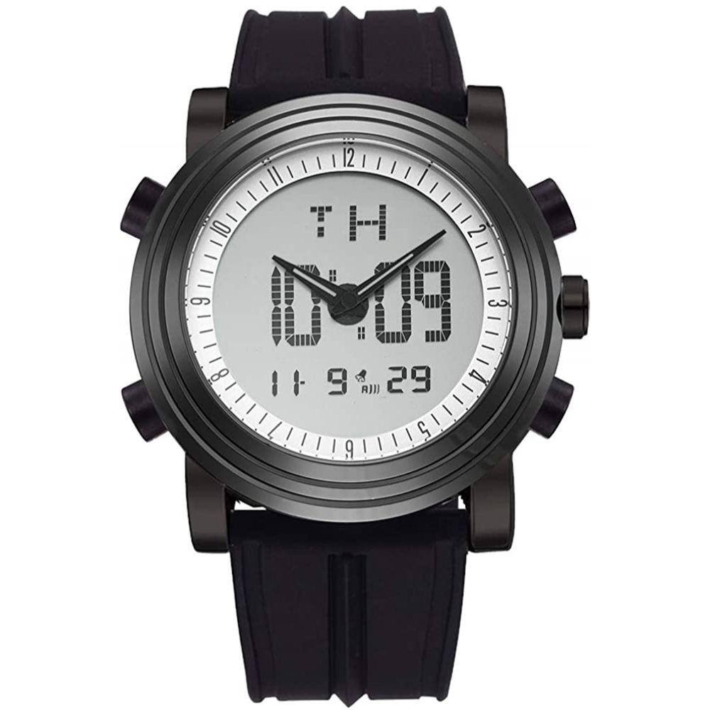 Relógio esportivo masculino com alarme, cronômetro, luz de fundo LED e pulseira de borracha