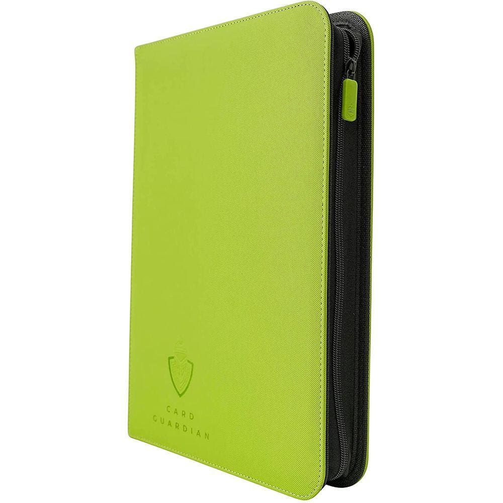 Encadernador de cartões - 9 bolsos Premium com zíper para 360 cartões (verde limão)