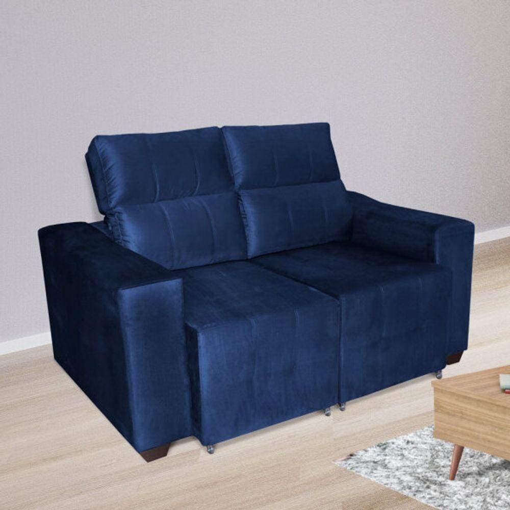 Sofá Alfa 2 Lugares Retrátil Reclinável Azul - Ws