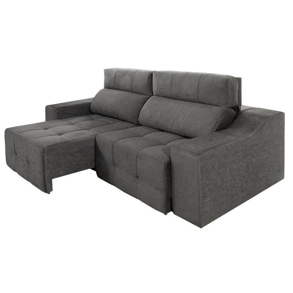 Sofá 3 Lugares Retrátil E Reclinável Top Lubeck 210Cm Cinza