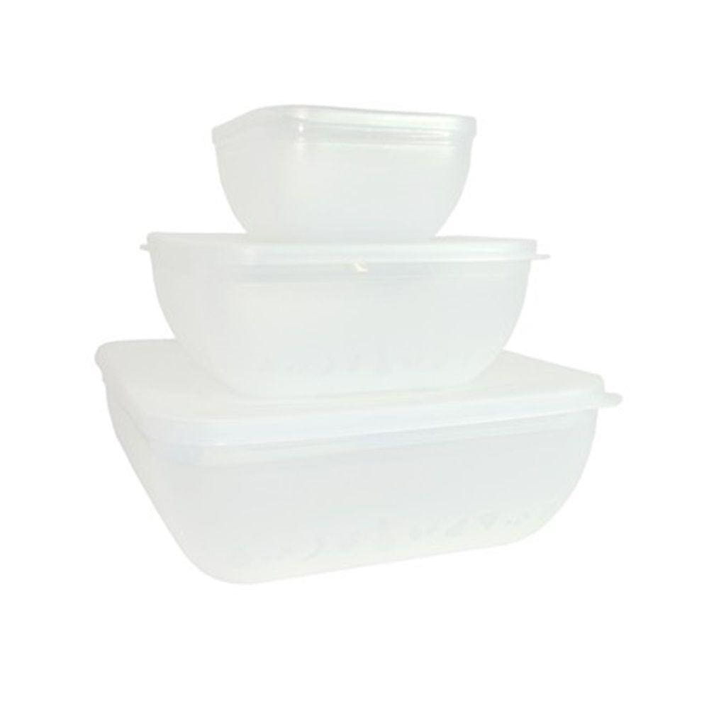 Jogo de Potes Plastico Translucido Cubby Freezer Micro-ondas