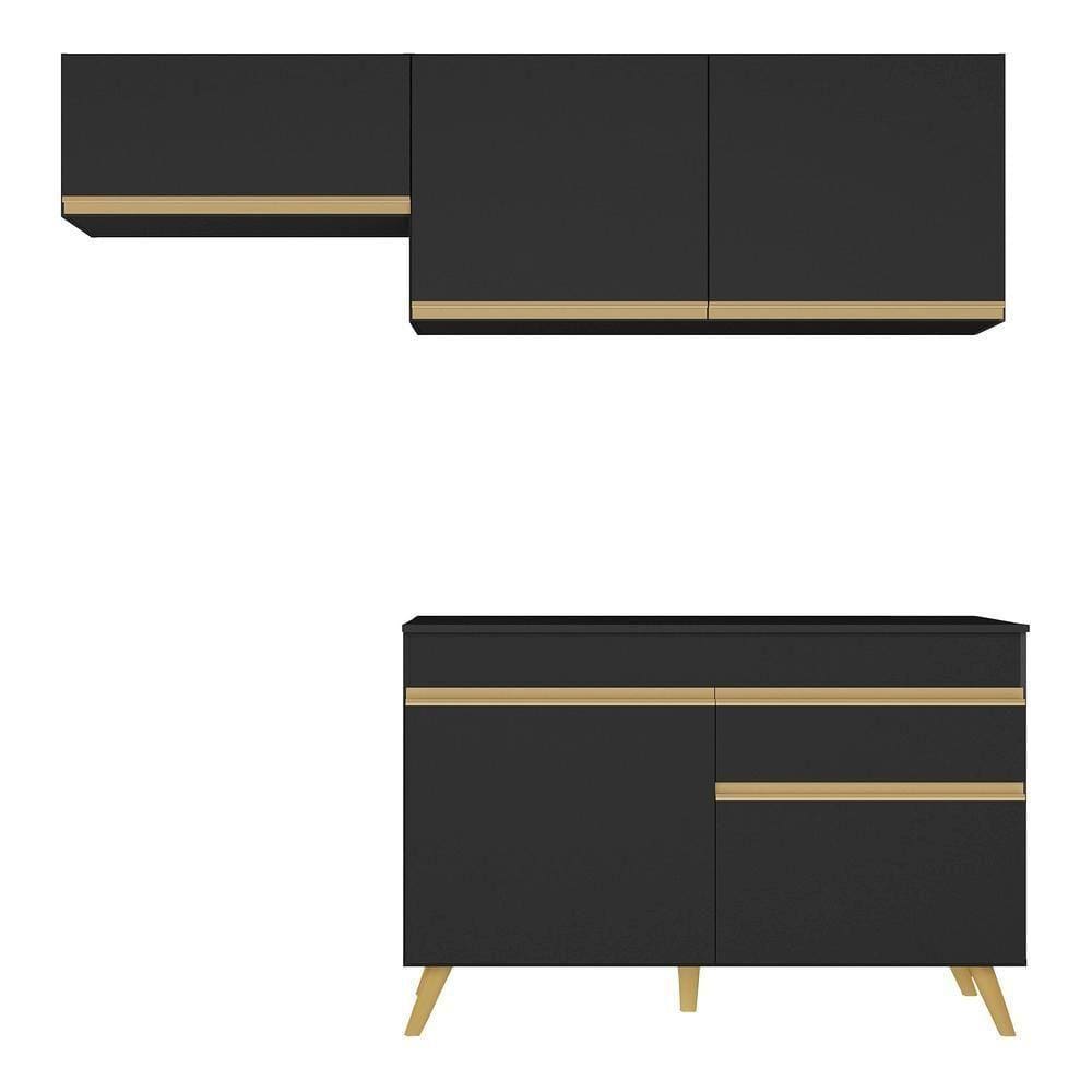 Conjunto Lavanderia Multiuso Armário E Balcão Multimóveis Preto