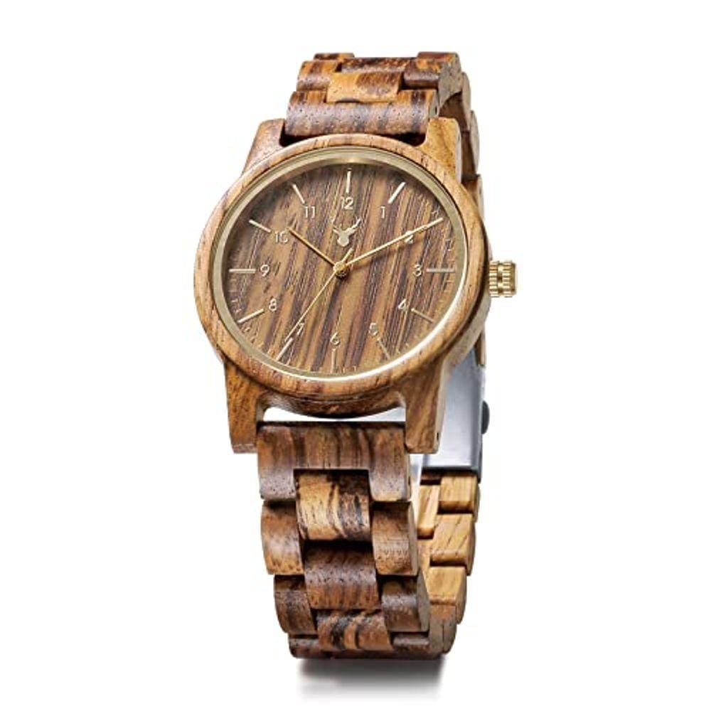 Relógio de madeira de 40 mm da série Uwood, caixa de presente unissex feita à mão