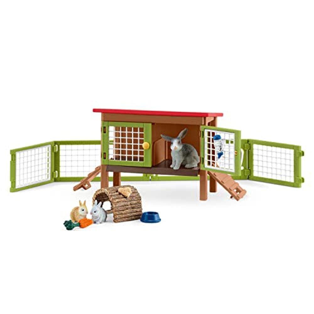 Farm Animal Gifts, conjunto de brinquedos Rabbit Hutch com estatuetas de brinquedo de coelho, conjunto de 8 peças, maiores de 3 anos