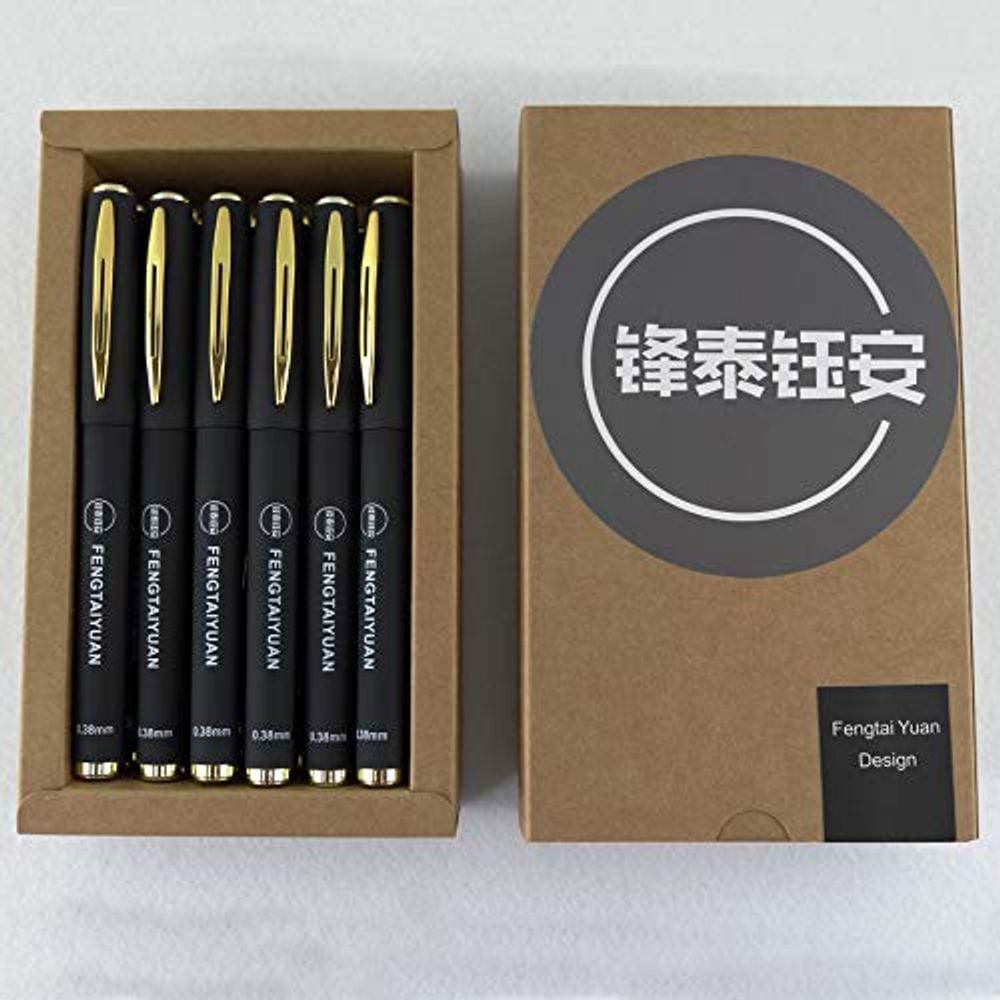 Canetas rollerball de gel Fengtaiyuan de 0,38 mm pretas, pacote com 18