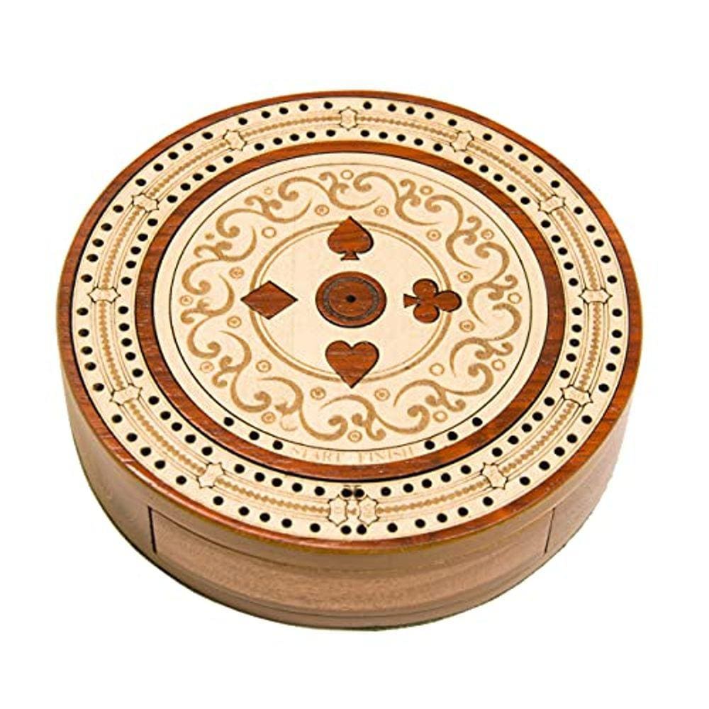 Tábua de cribbage para artesanato | Padauk & Maple Wood | Armazenamento para estacas e cartões