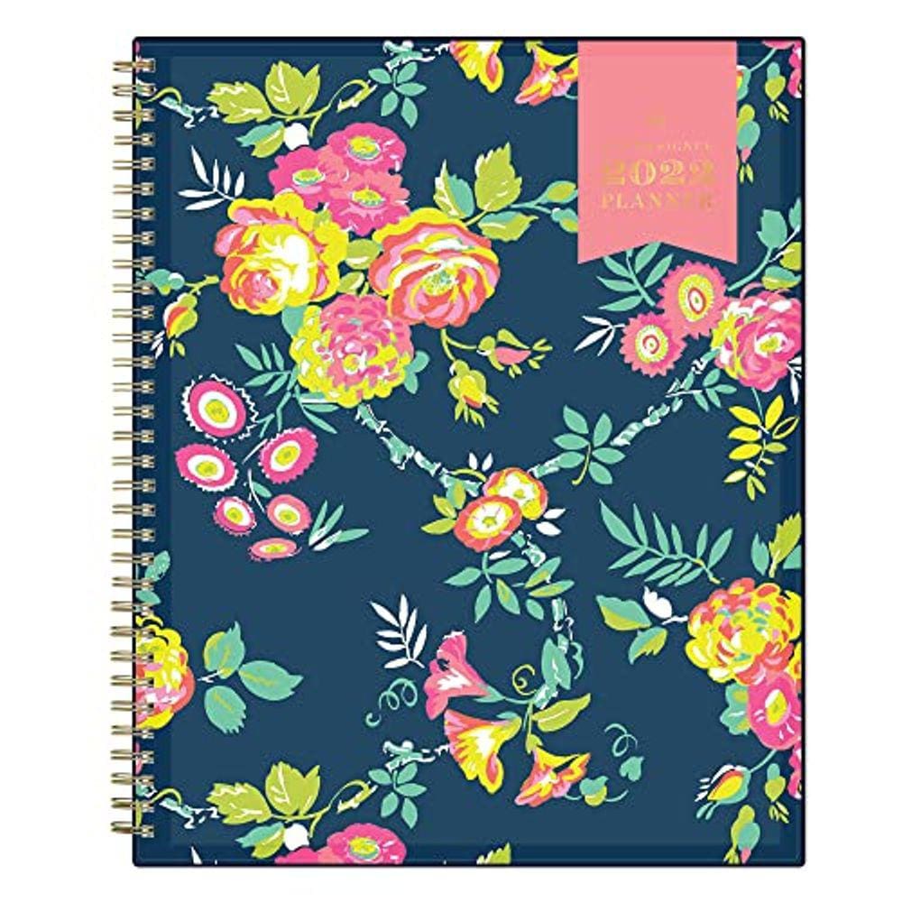 Agenda 2022, semanal e mensal, 21,6 x 27,9 cm, capa flexível, Wirebound, Peyton Navy