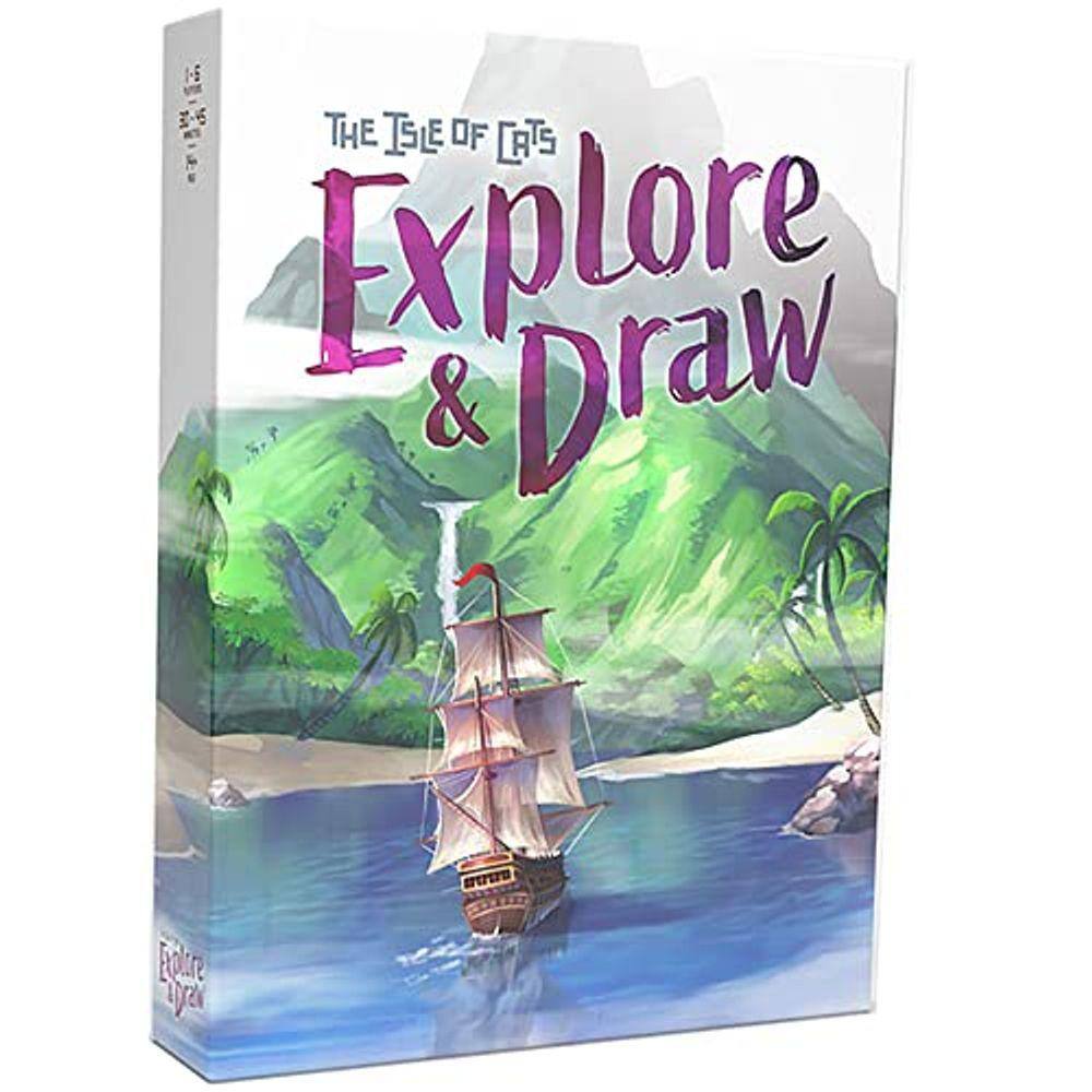 A Ilha dos Gatos: explore e desenhe, mais de 10, 1 a 6 jogadores, 30 a 45 minutos