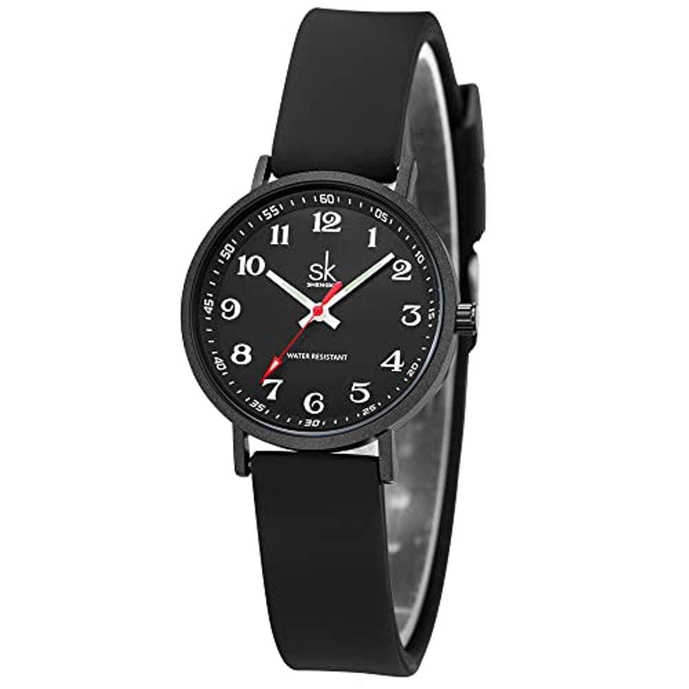 Relógio feminino SK Sport à prova de suor, mostrador de fácil leitura, pulseira de silicone colorida