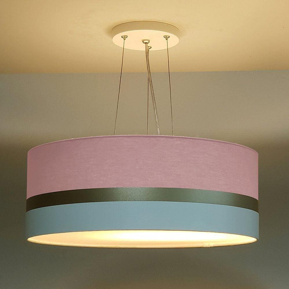 Pendente de Teto LED 50x15cm Faixa Dupla Tom Luz Iluminação Rosa-bebê/Bronze/Branco