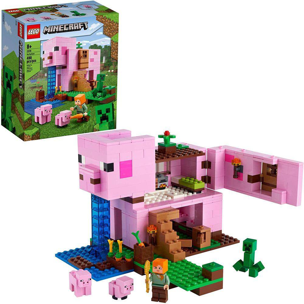 Brinquedo Minecraft Pig House 21170 Alex Creeper Pig House 2021 (490 unidades)