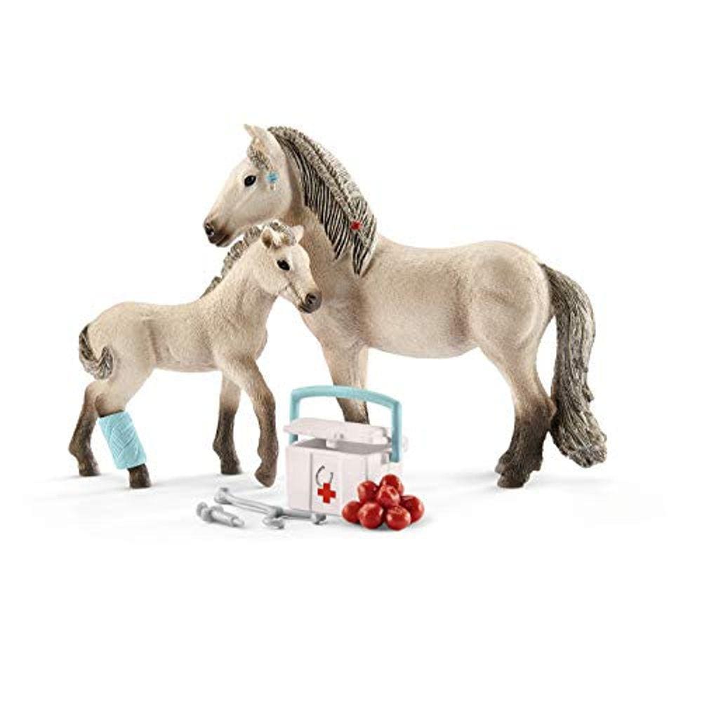 Kit de primeiros socorros Schleich Hannah, conjunto de cavalos, brinquedo islandês para cavalos, 7 peças, maiores de 5 anos