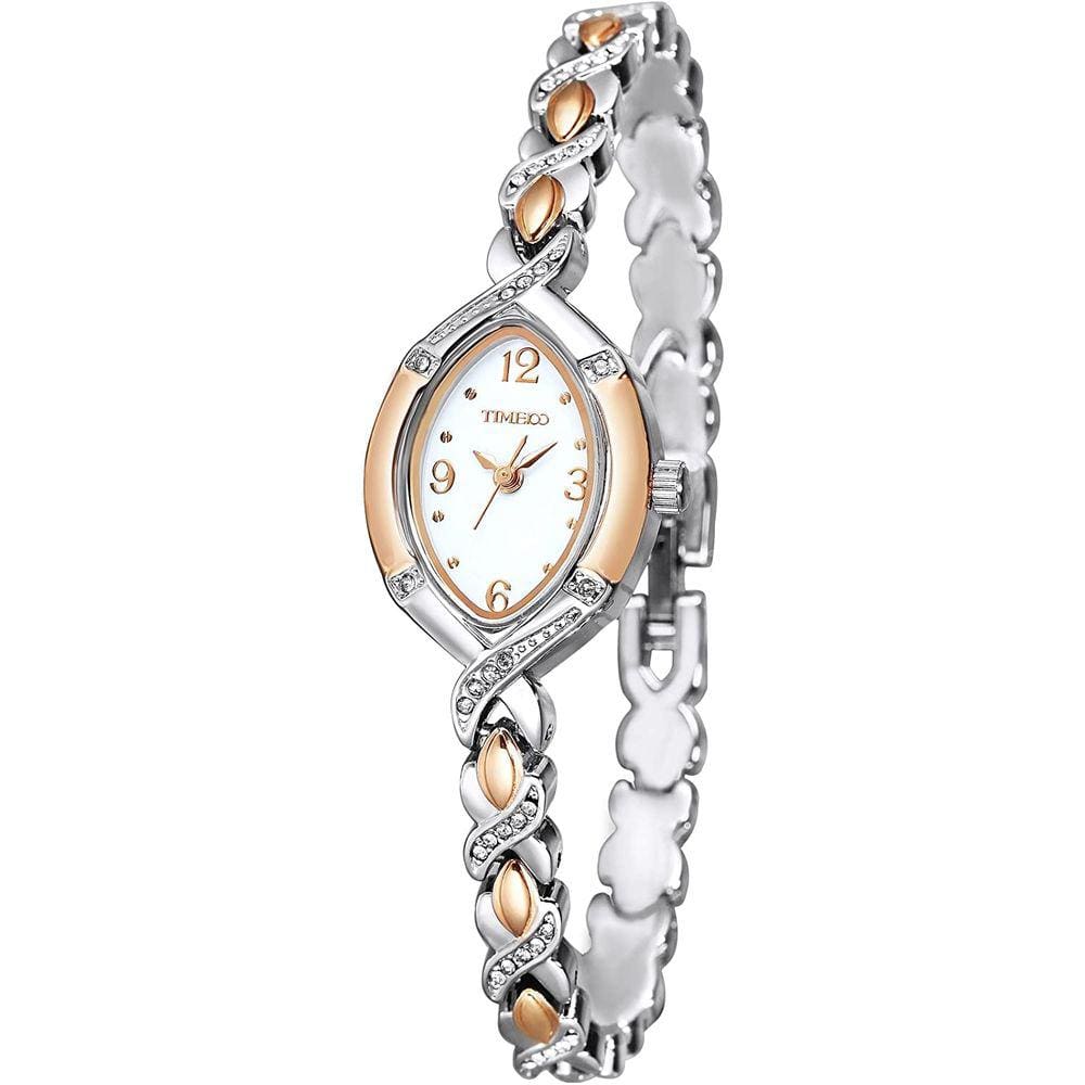 Relógio de pulso feminino de quartzo, diamante, com mostrador oval, impermeável