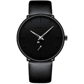 Relógio de pulso minimalista ultrafino à prova d`água, pulseira de couro