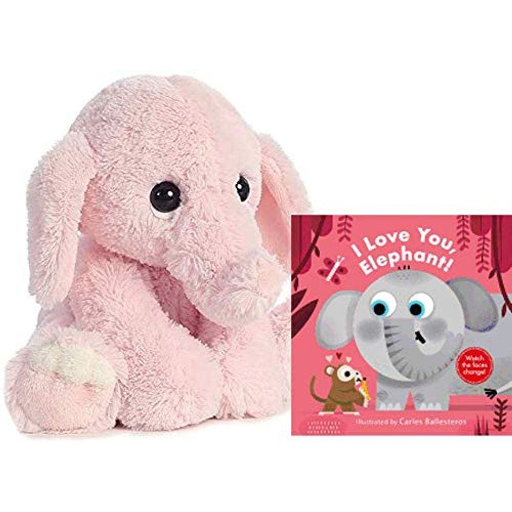 Elefante de pelúcia Lil Benny Phant+ Livro - Rosa