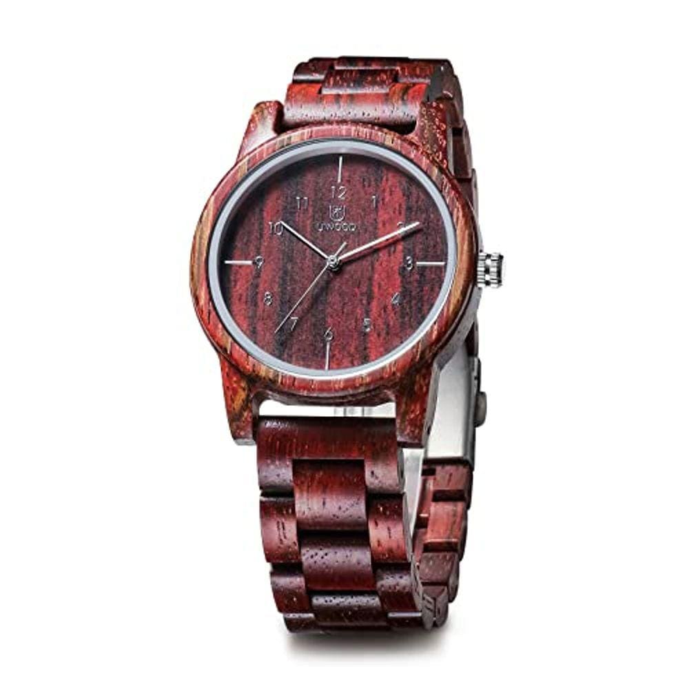 Relógio de madeira Uwood 40 mm Nat feito à mão+caixa de presente
