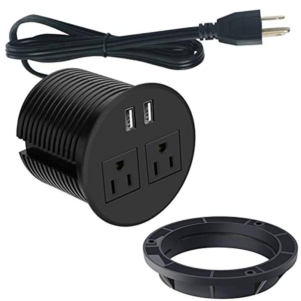 Portas USB Power Grommet, tomada de mesa, barra de alimentação para gabinete de sofá de bancada (preta)