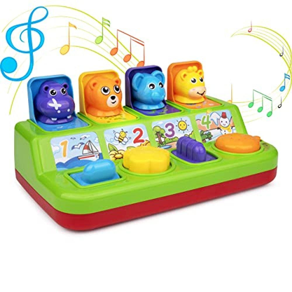 Brinquedo Baby Pop Up, Music Cause & Effect, Animal Sounds, menino e menina de 10 meses a 1 ano