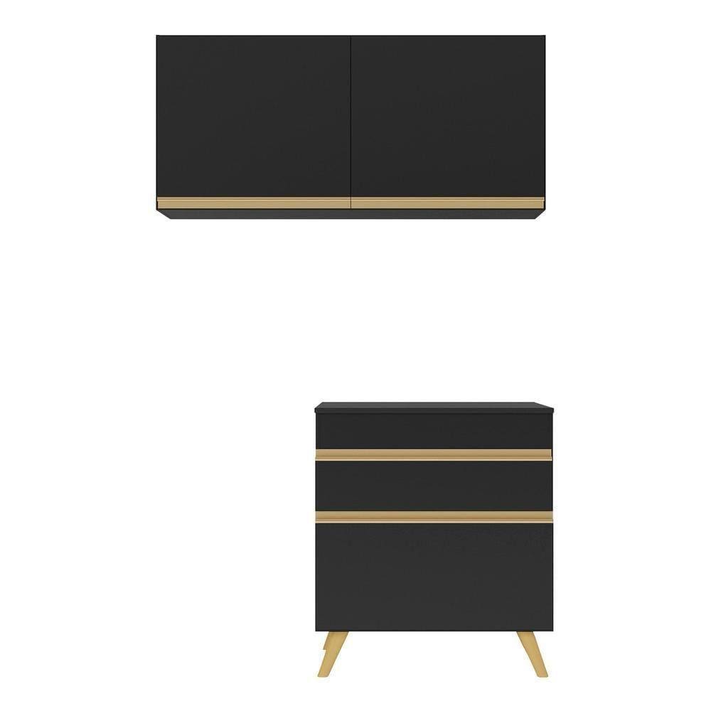 Conjunto Lavanderia Multiuso Armário E Balcão Multimóveis Preto