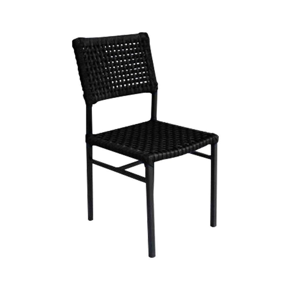 Cadeira França Corda Náutica Base Em Alumínio Preto-preto - Cor: Preto