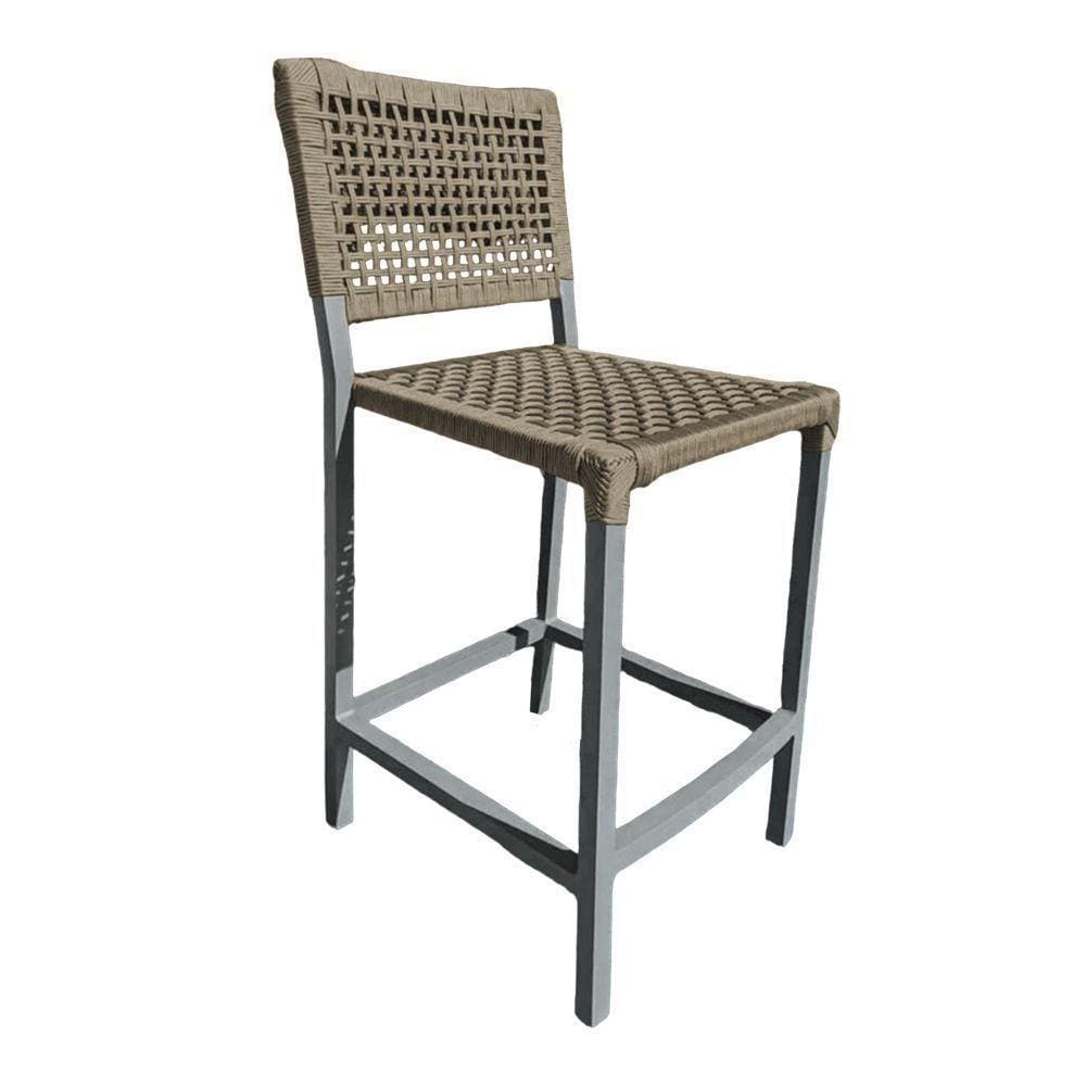 Banqueta França Em Corda Náutica E Base Em Alumínio Cinza Para área Gourmet Rami - Cor: Bege