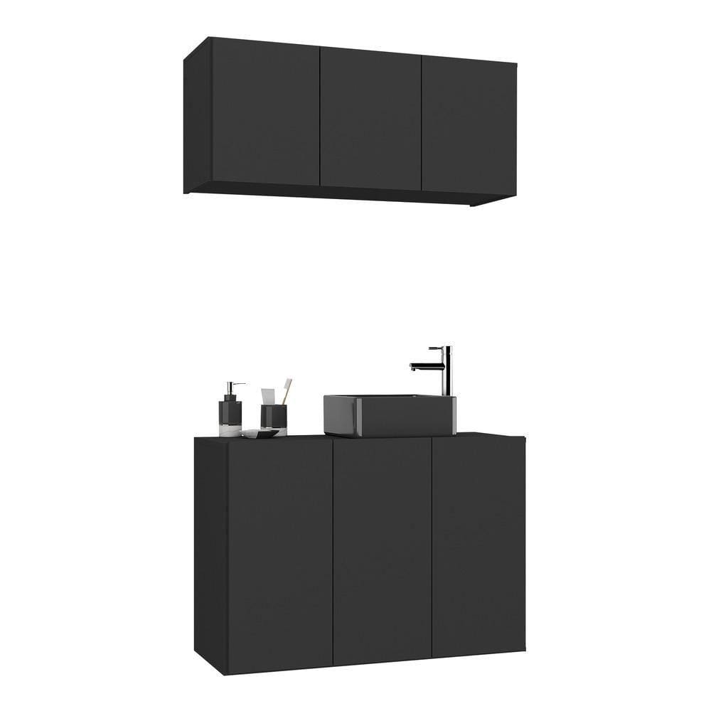Conjunto Gabinete de Banheiro e Armário Aéreo 3 Portas Multimóveis MP5048