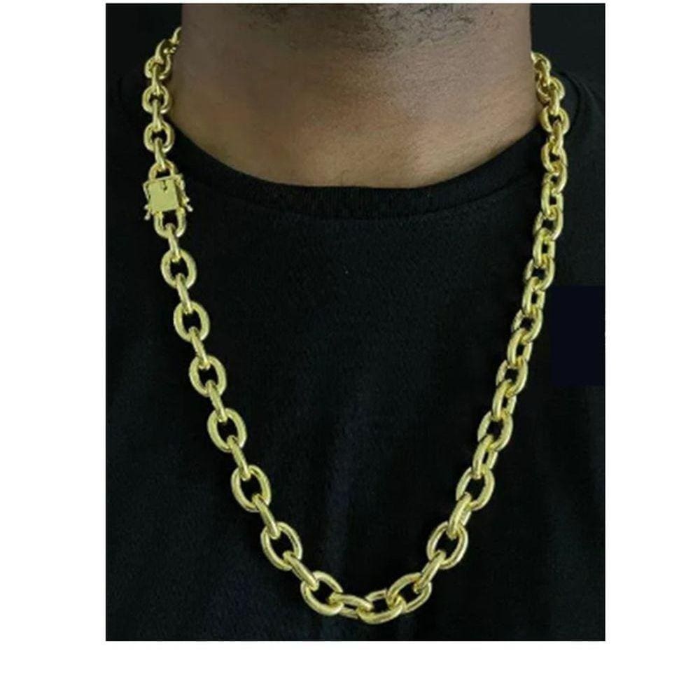 Cordão Cadeado 12mm De Moeda Antiga Elos Soldados