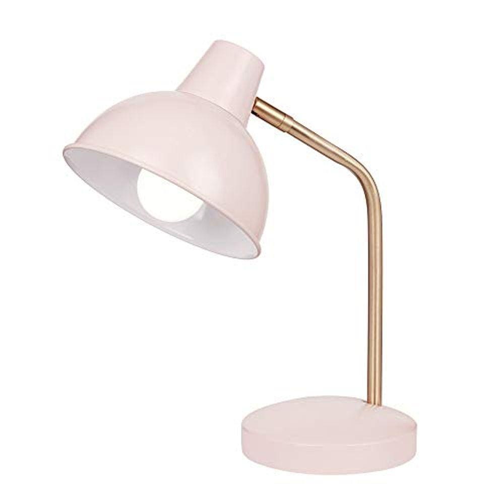 Candeeiro de mesa Globe, rosa fosco, braço dourado, rosa