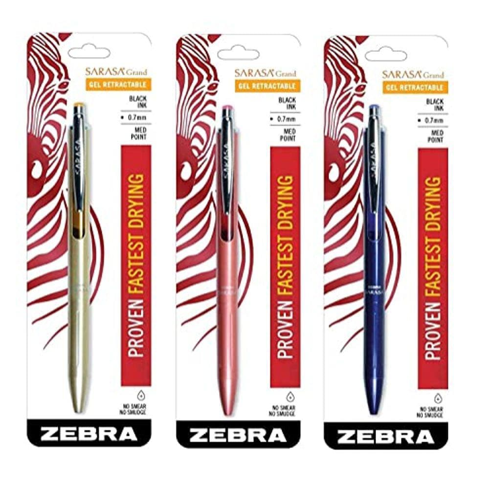 Caneta Sarasa Grand Gel, barril dourado, média, tinta preta, 1 unidade