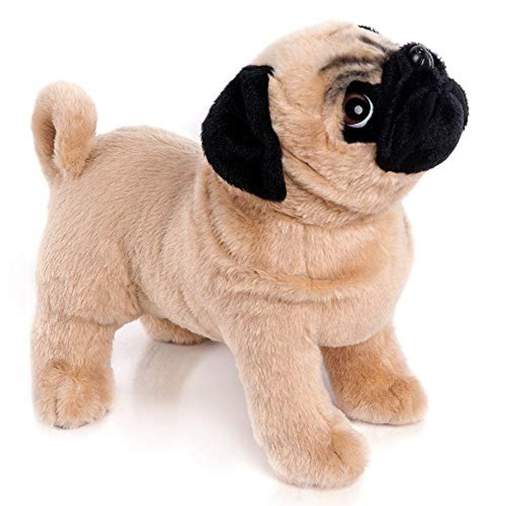 Bicho de pelúcia de pug marrom de 12,5 cm, presentes para cães de pelúcia