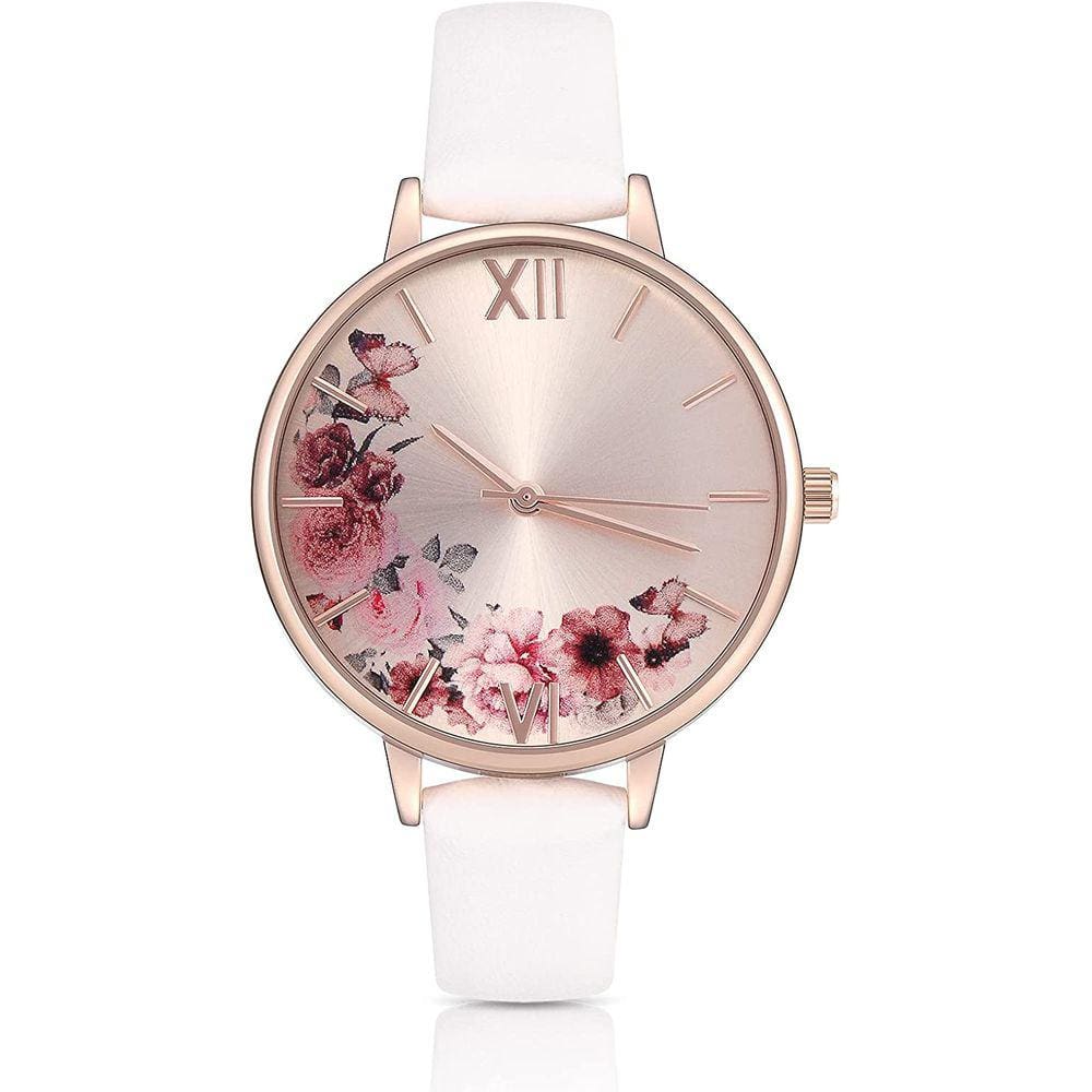 Relógios de quartzo femininos com pulseira de couro, relógio de pulso impermeável