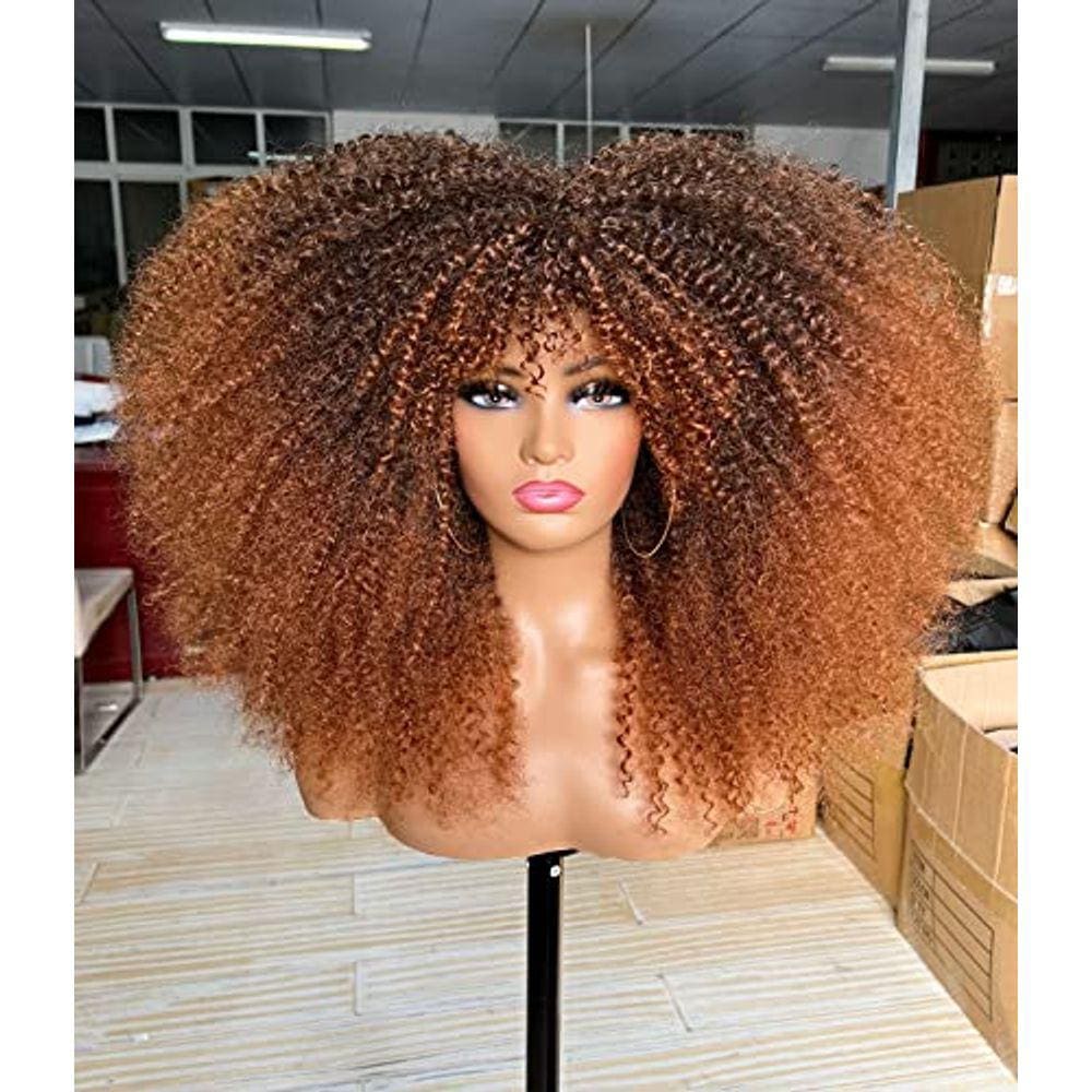 Peruca Sweece Curly Afro de 18 polegadas (marrom ombre)