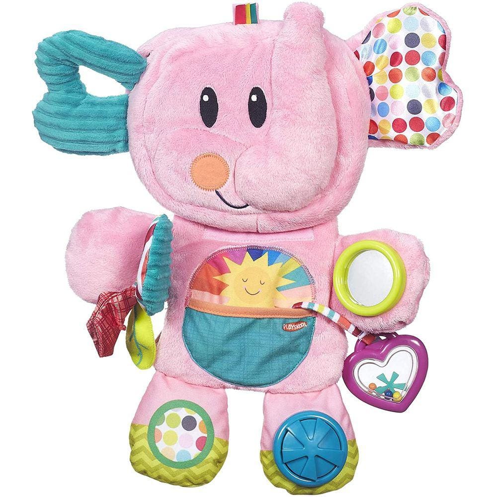 Brinquedo Fold n Go Elephant Stuffed Animal Tummy Time, rosa (exclusivo)