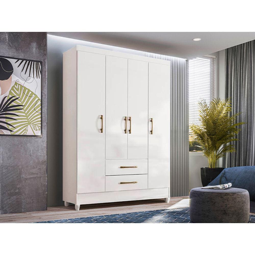 Guarda Roupa Paraty 4 Portas Branco Moval