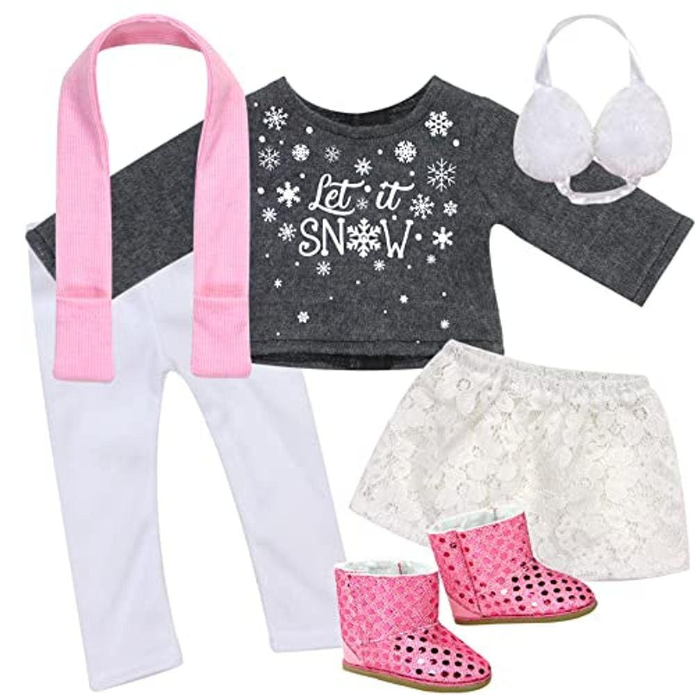 Conjunto de roupas Let it Snow para bonecas de 18”