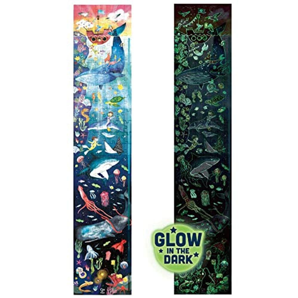 Quebra-cabeça gigante que brilha no escuro de 1,5 m Ocean Life Puzzle, 200 peças, mais de 6 anos