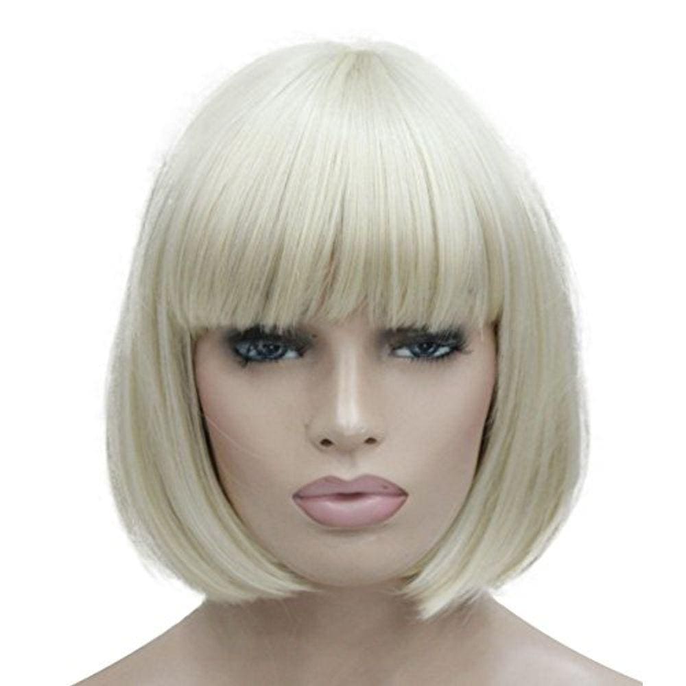 Peruca sintética Short Bob Hair Flat Bangs (20cm)