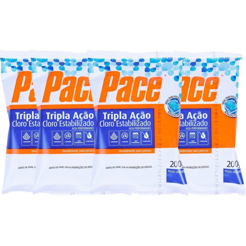 kit 4 Pastilha de Cloro Pace Tripla Ação 200g HTH P/ Piscina