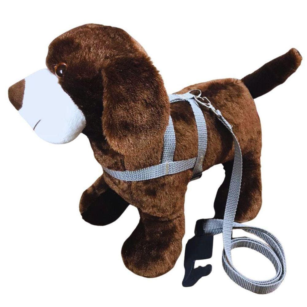 Peitoral Nylon Cachorro 15mm - Cinza nº 4 | Guia e Mosquetão