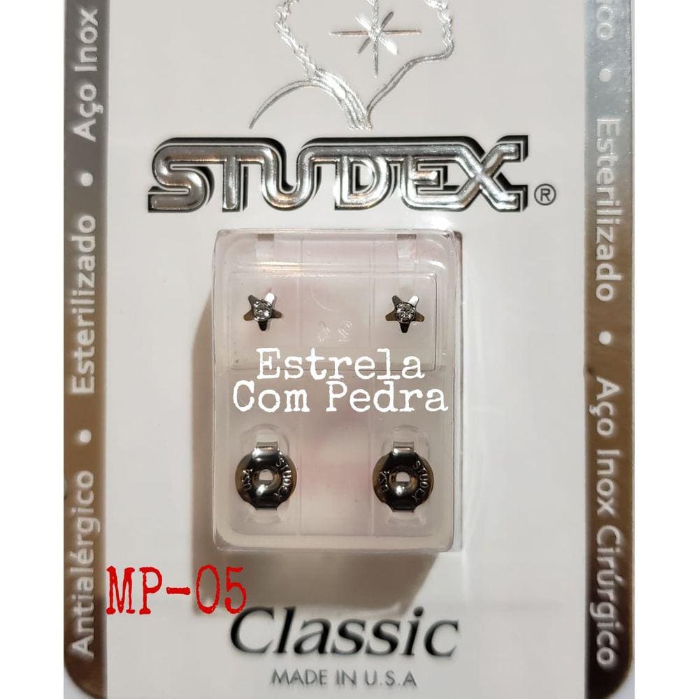 Brinco Studex Classic 4Mm Estrela Cristal Medio Prata