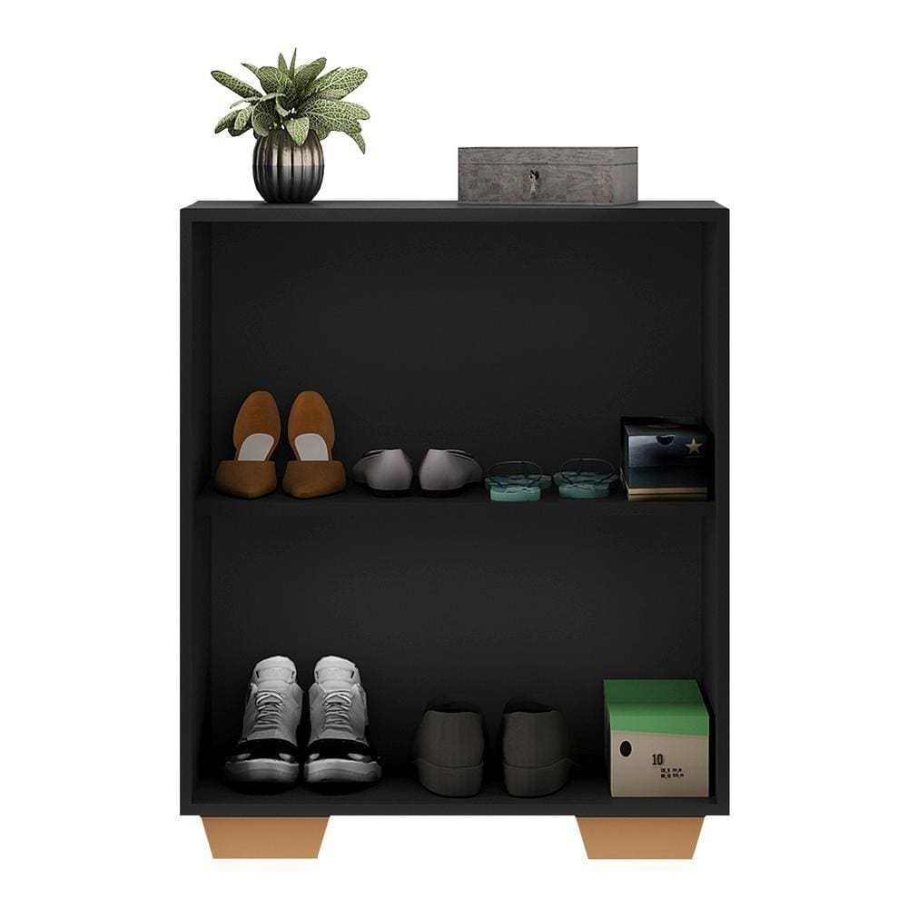 Sapateira 2 Portas Com Espelho Nina Preta/natural