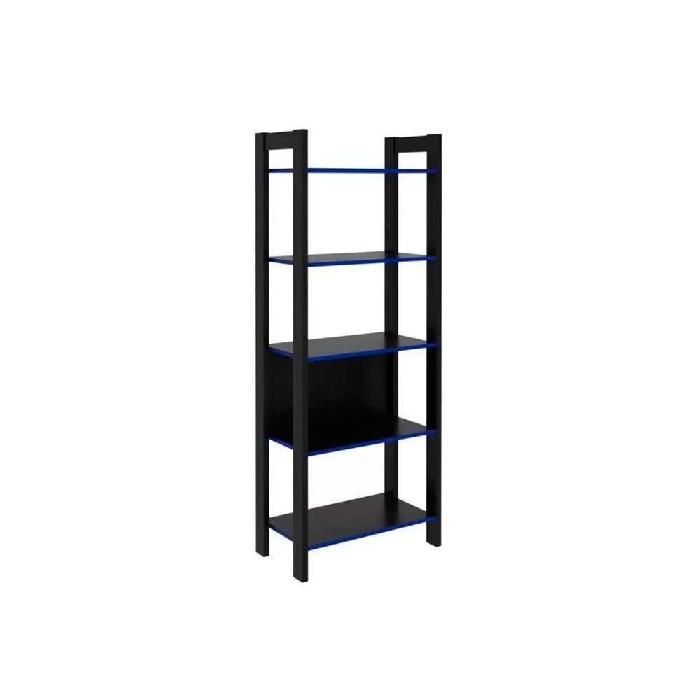 Multiuso Quarto Juvenil Me4166 C- 5 Prateleiras Preto-azul - Tecno Mobili