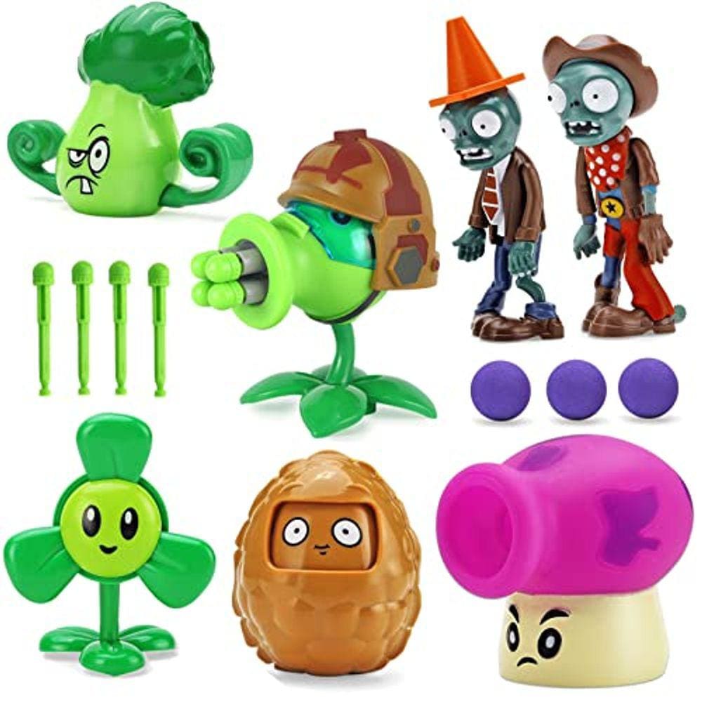 Conjunto de bonecos de ação PVZ — 7 peças, série 1-2, ótimos presentes para crianças e fãs, festa de aniversário e Natal