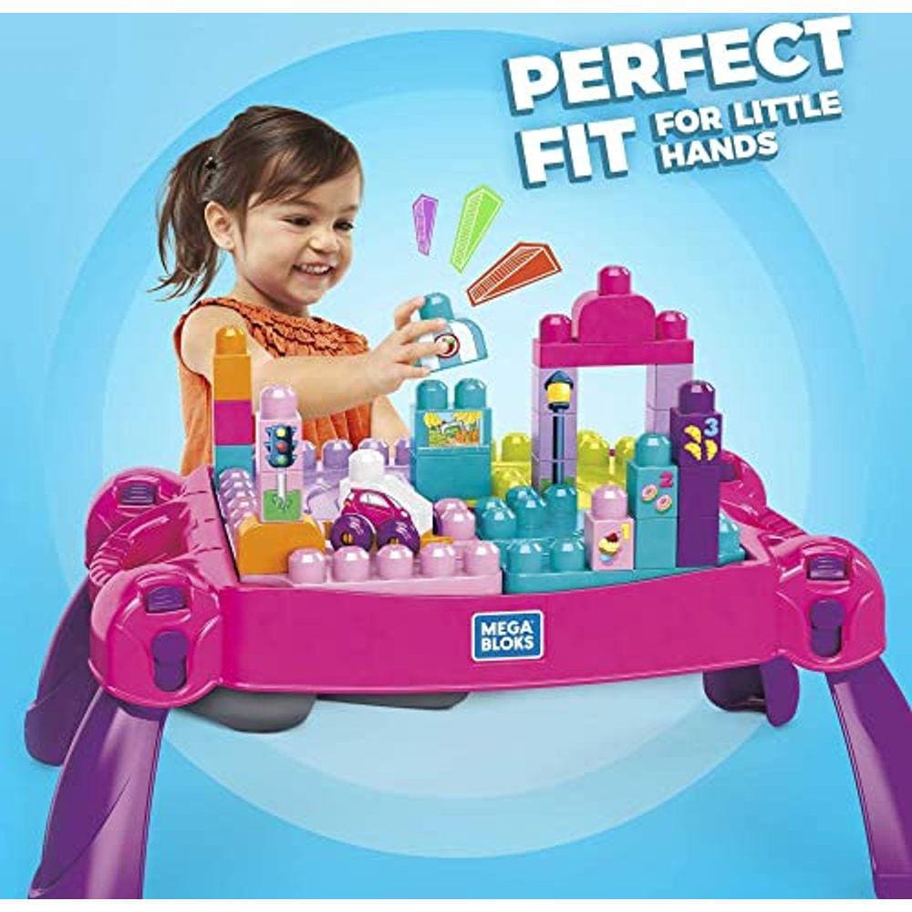 Mesa Build `n Learn, 30 peças, portátil, para maiores de 1 ano, rosa