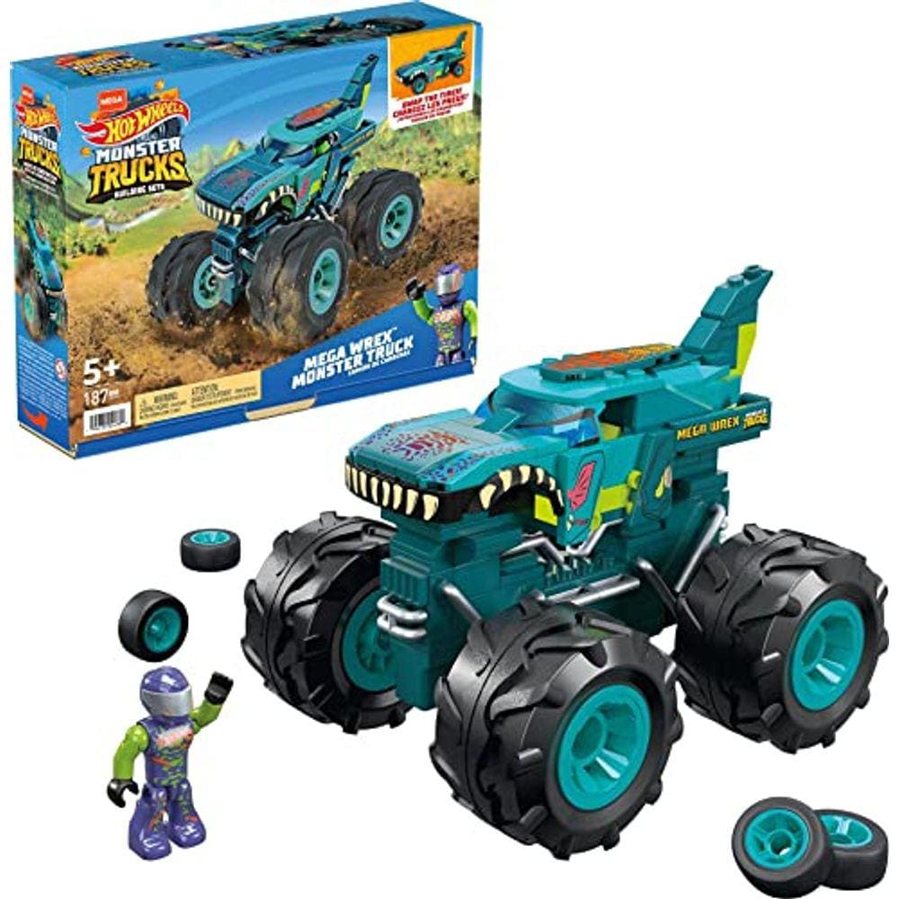 Conjunto de construção Mega Wrex Monster Truck, 187 peças, Micro Figure Driver — presente de brinquedo, maiores de 5 anos