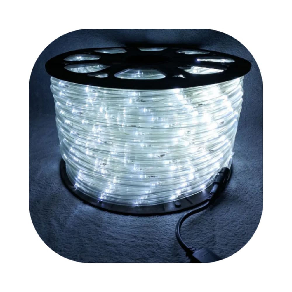 Mangueira Led Redonda 100m 13mm C/ Strobo Decoração Natal Uso Externo Branco Frio 220V